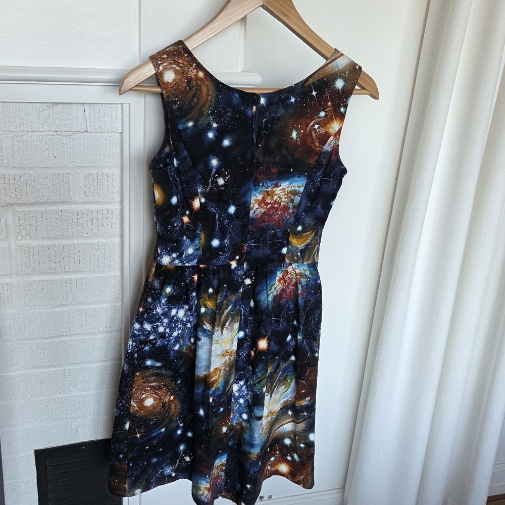 Modcloth Galaxy Universe 100% Cotton Skater Sleeveless Dress Size Small - Picture 3 of 9